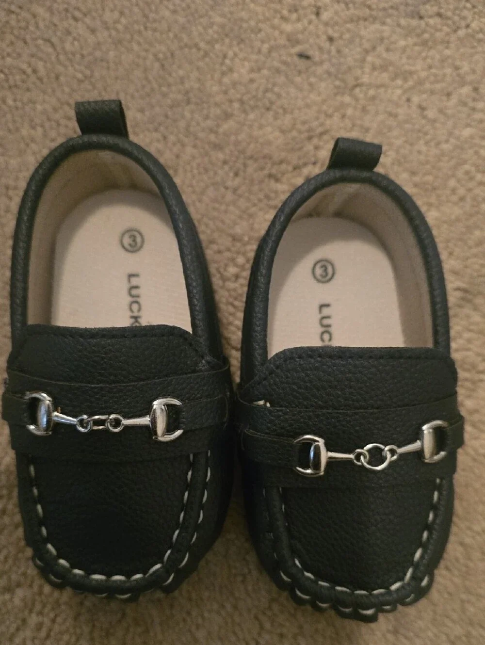 Lucky Brand Navy Blue/Silver Infant Crib Shoes with Silver Hardware